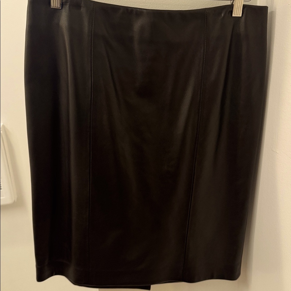 Chocolate brown lined leather skirt from Talbots, size 10., never worn.